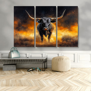 Longhorn Canvas Wall Art Canvas Print – Framed Bold Bull