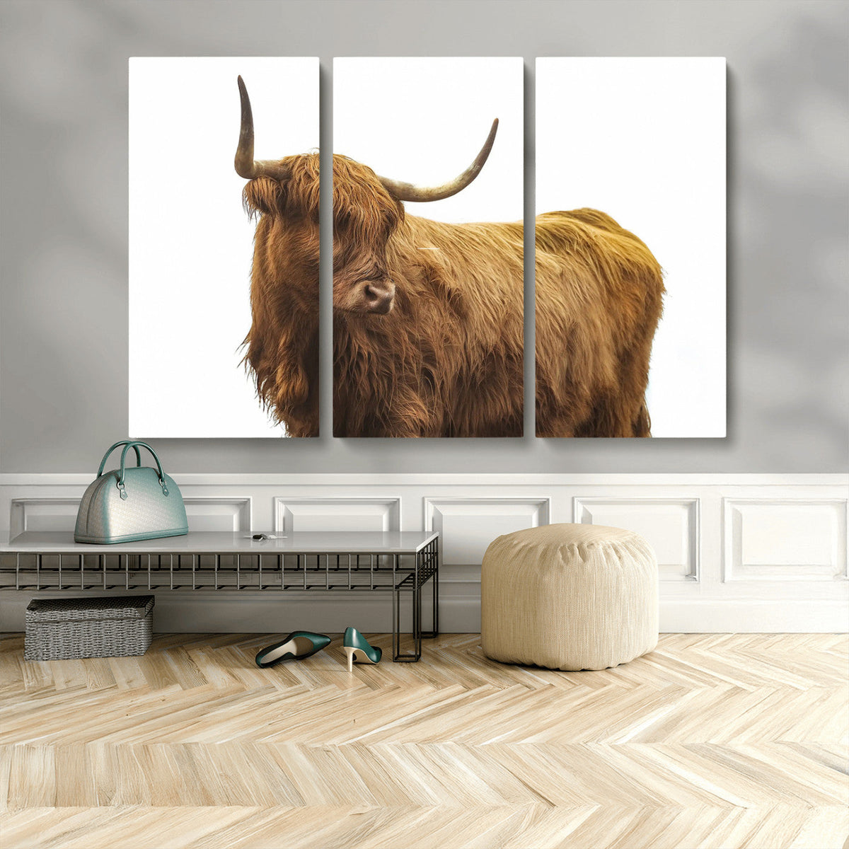 Highland Cow Wall Art Canvas Print – Framed Farmhouse Rustic