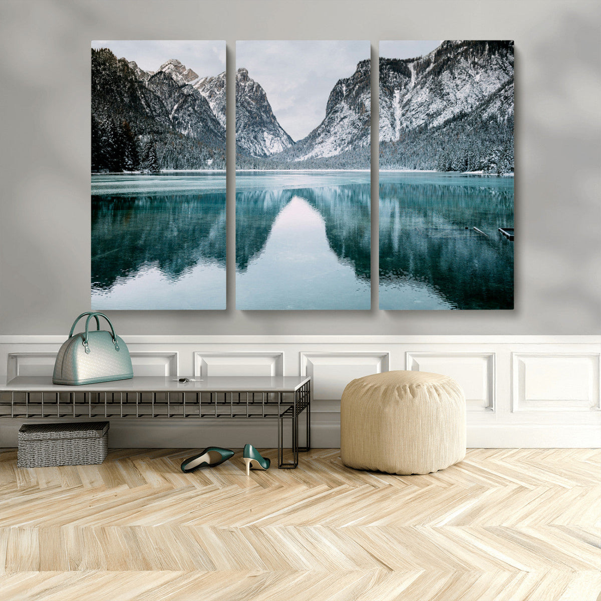 Mountain Lake Wall Art Canvas Print – Framed Toblacher See