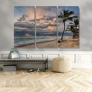 Tropical Storm Wall Art Canvas Print – Framed Moody Beach