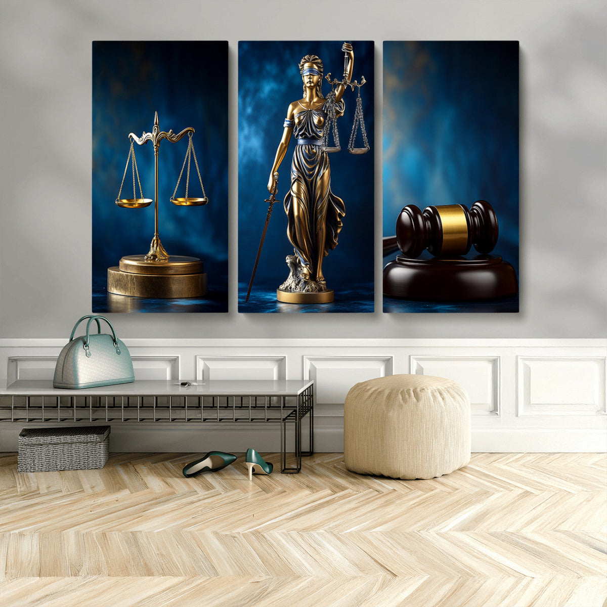 Lady Justice Wall Art Canvas Print – Elegant Gold Legal