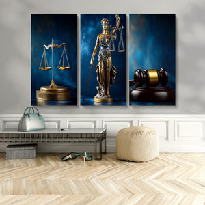 Lady Justice Wall Art Canvas Print – Elegant Gold Legal