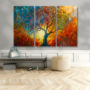 Yggdrasil Tree of Life Mosaic Stained Glass Wall Art, Tree