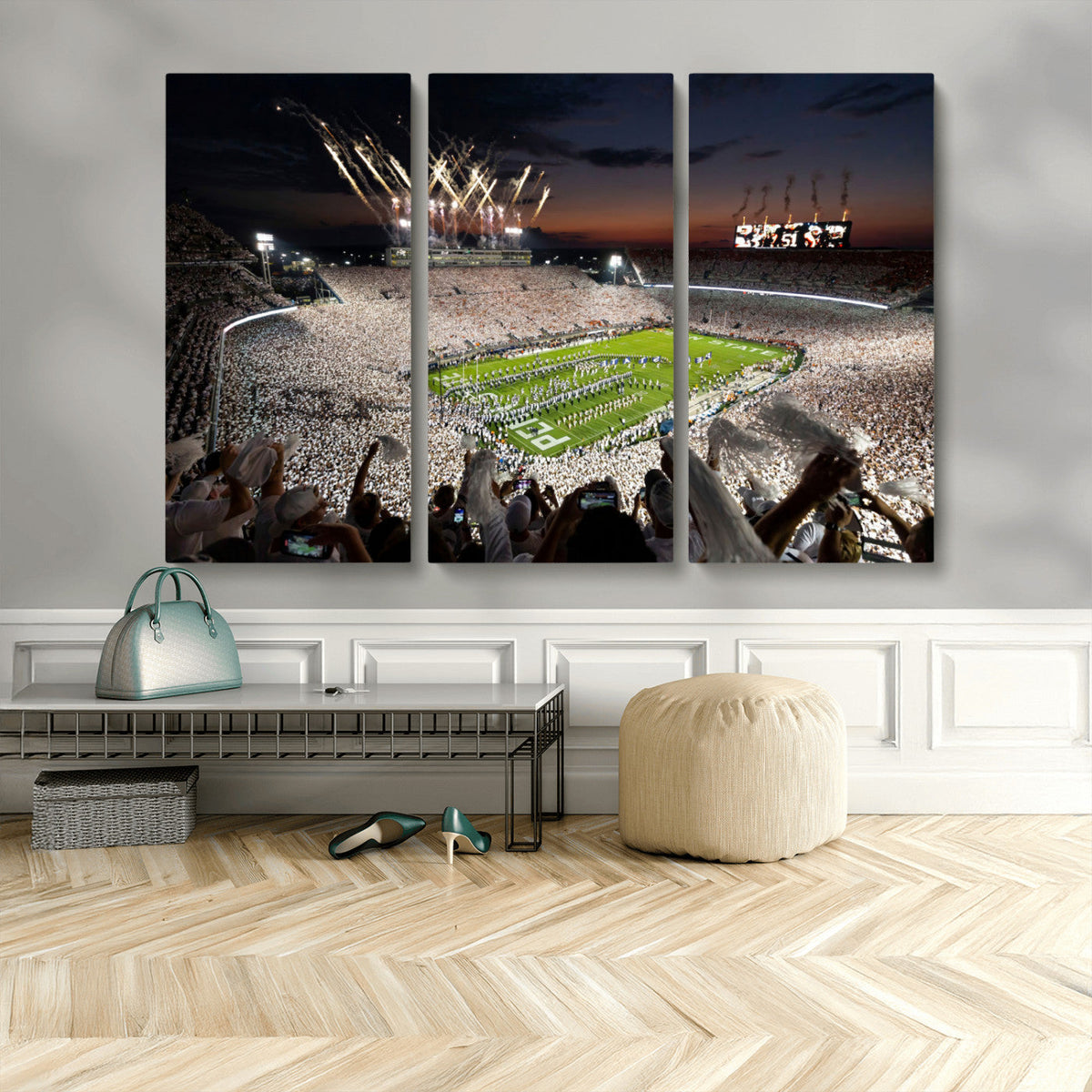 Penn State Stadium Wall Art – White Out Football Game Canvas