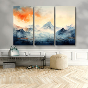Warm Clouds Abstract Mountain Wall Art Canvas Print