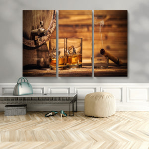 Rustic Whiskey and Barrel Canvas Print