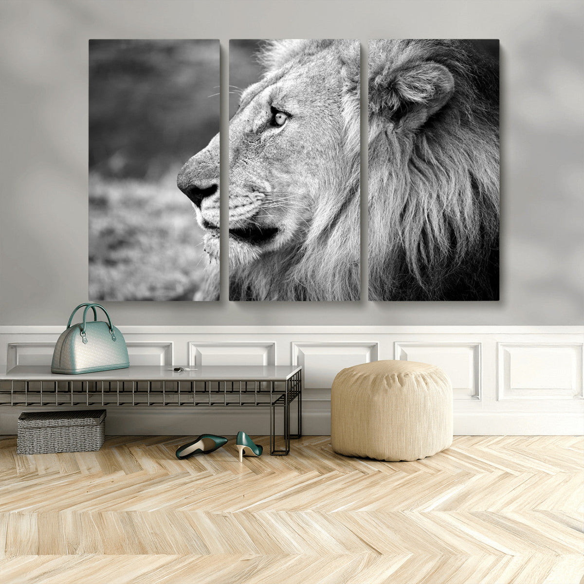 Lion Wall Art Canvas Print – Framed Majestic Wildlife
