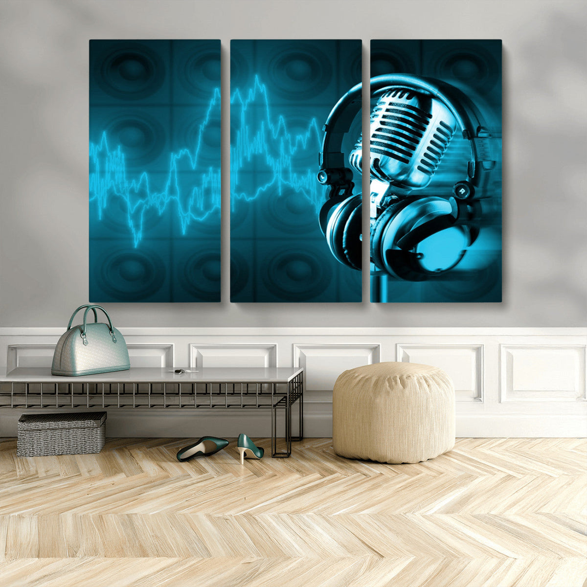 Music and Microphone Wall Art Canvas Print