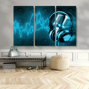 Music and Microphone Wall Art Canvas Print