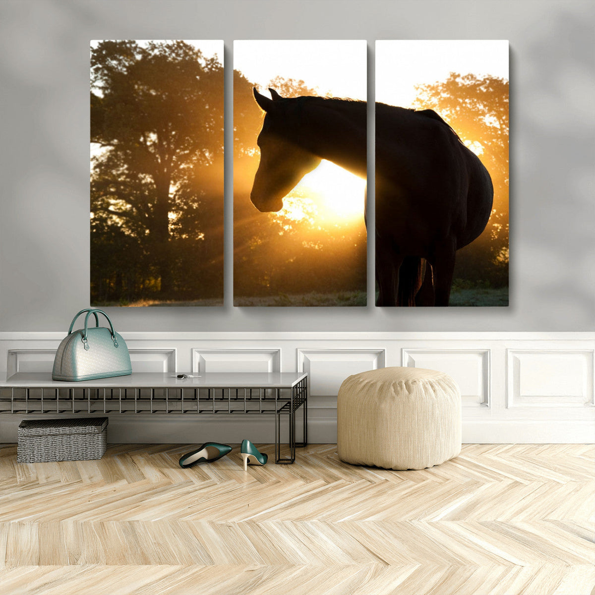 Horse at Sunset Wall Art Animal Canvas Print