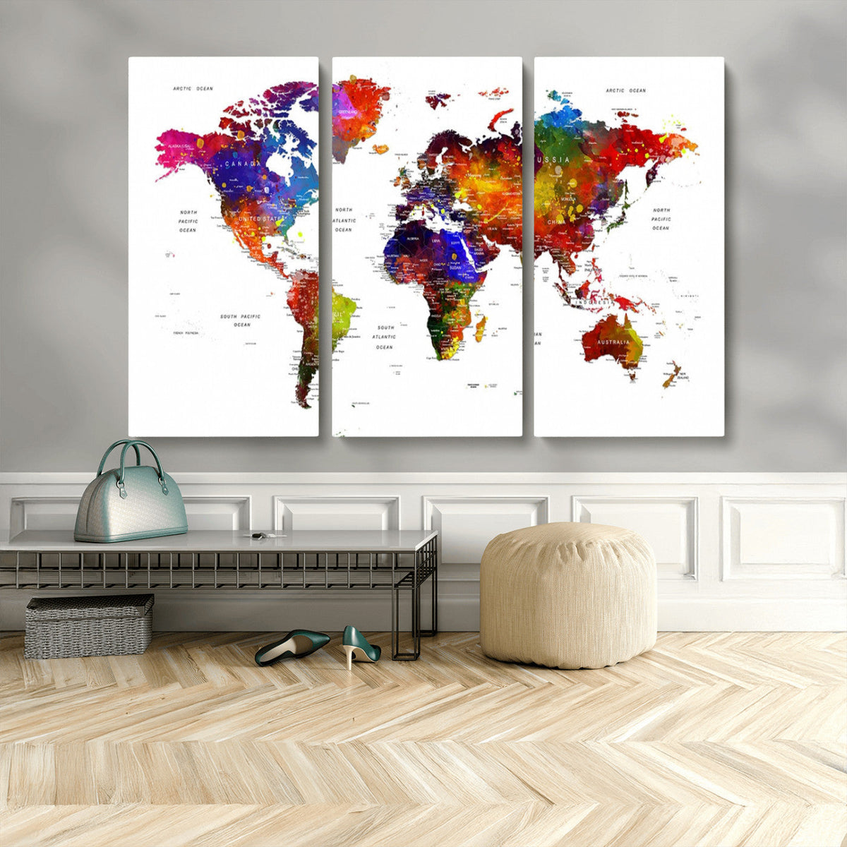 World Map Canvas Print – Detailed Map of the World Wall Art