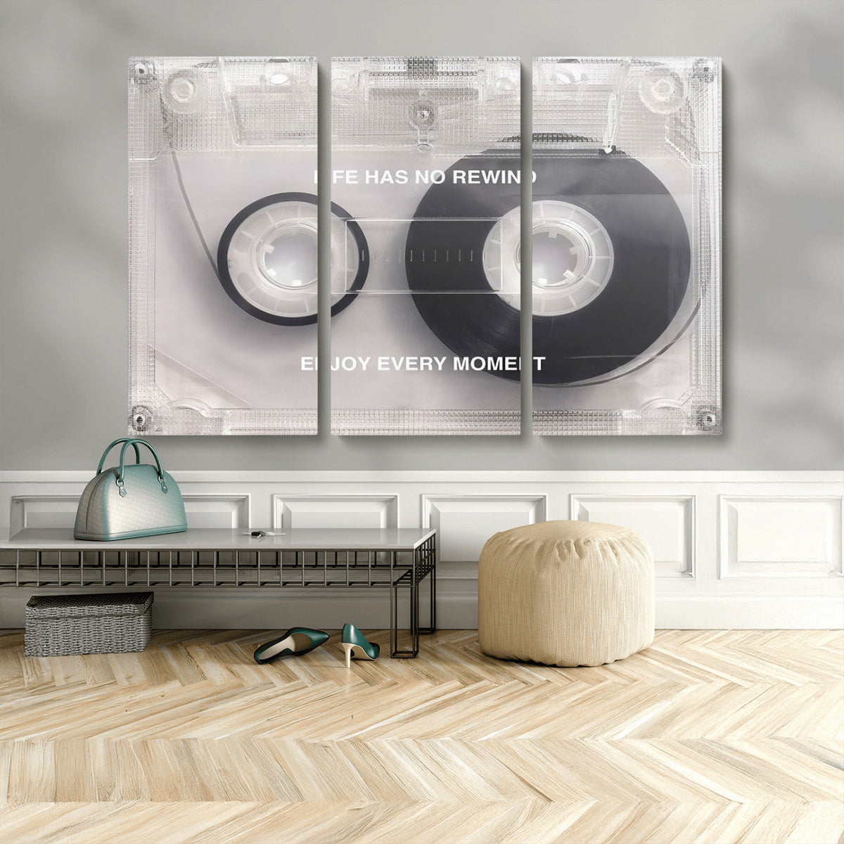 Vintage Cassette Tape Canvas Wall Art - Inspirational 'Life