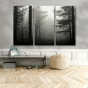 Misty Forest Wall Art Premium Canvas Print a Foggy and
