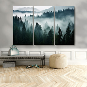 Captivating Misty Forest Wall Art Canvas, Premium Canvas