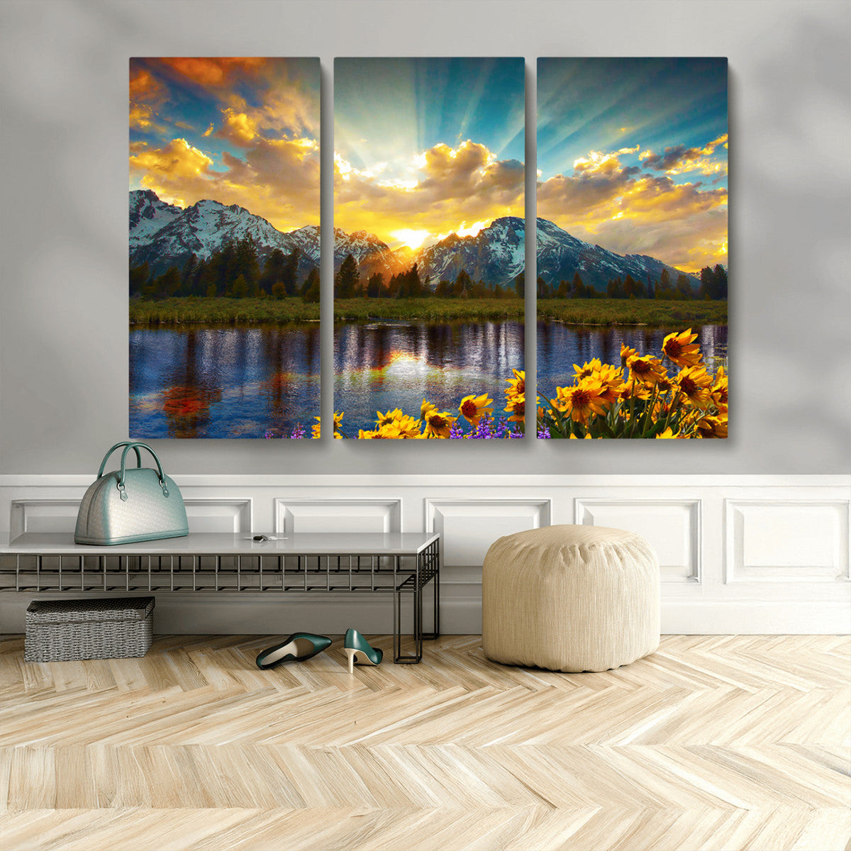 Grand Teton Park Sunrise Wall Art – Vibrant Landscape Canvas