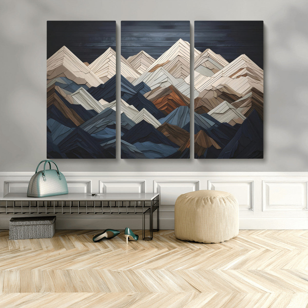 Mountain Wall Art – Modern Geometric Landscape Canvas Print,