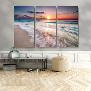 Sunset Beach Wall Art – Soothing Coastal Landscape, Ready to