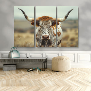 Texas Cow Longhorn Wall Art Canvas Print for Farm House Wall