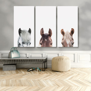 Horse Wall Art - Minimalist Horse Triptych Wall Art – Modern