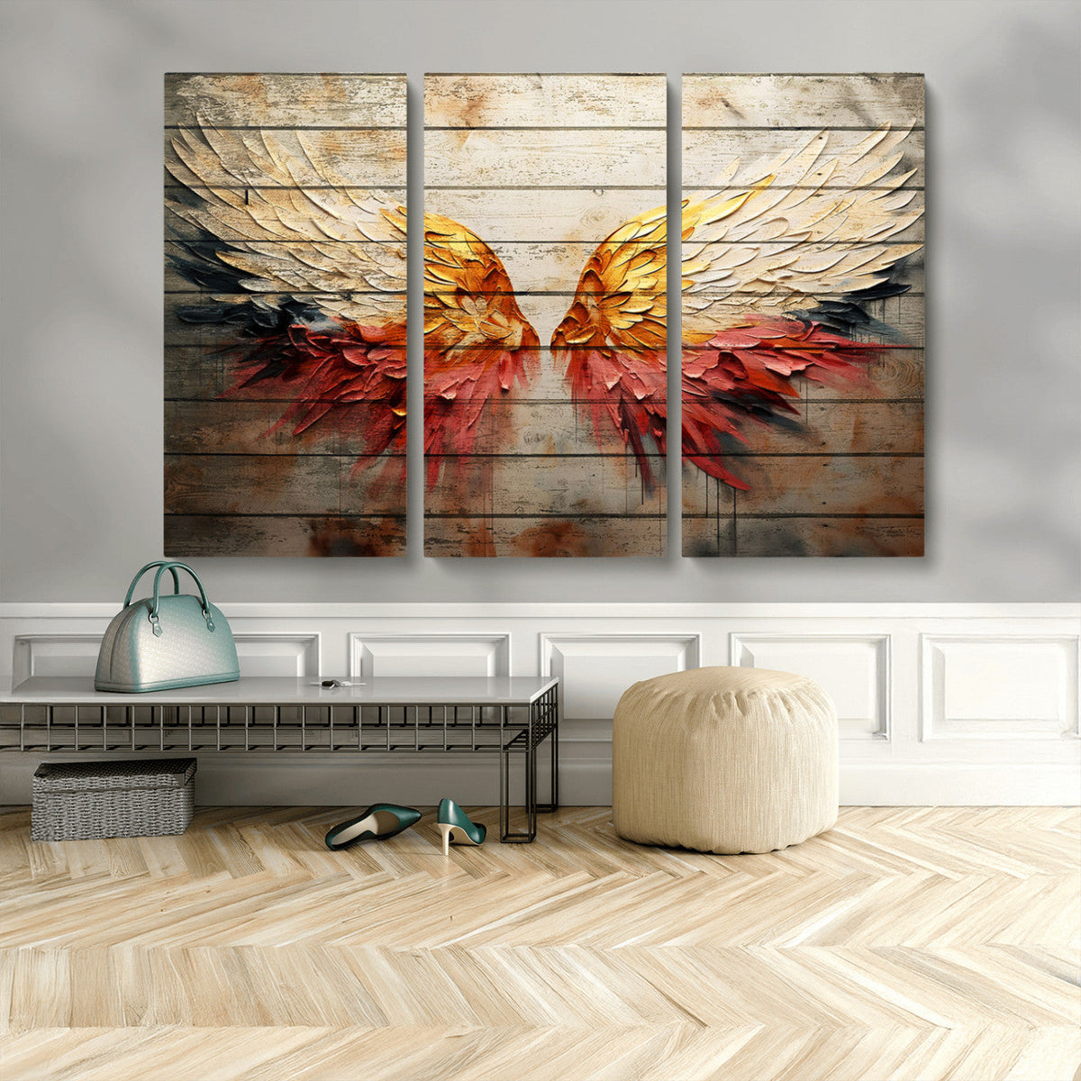 Abstract Angel Wings Canvas Wall Art – Framed and Ready to