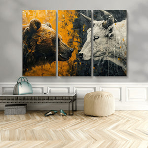 Bear and Bull Wall Art Canvas Print – Abstract Animal