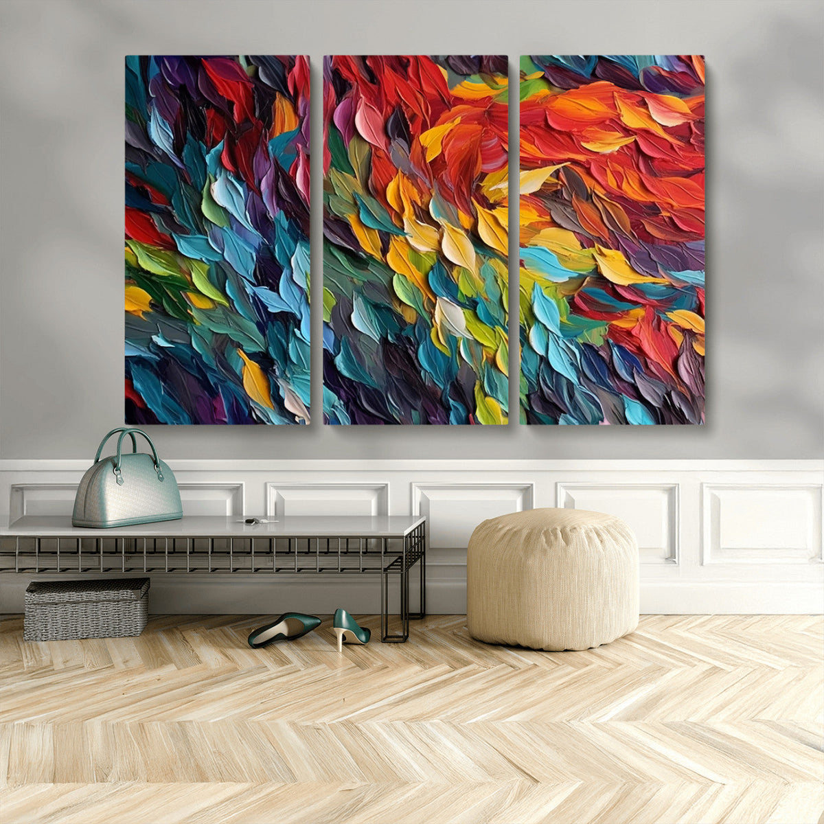 Vibrant Abstract Leaf Wall Art Canvas Print | Bold Colorful