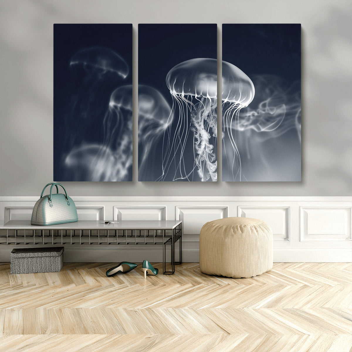 Jellyfish Wall Art Canvas Print, Modern Abstract Jellyfish
