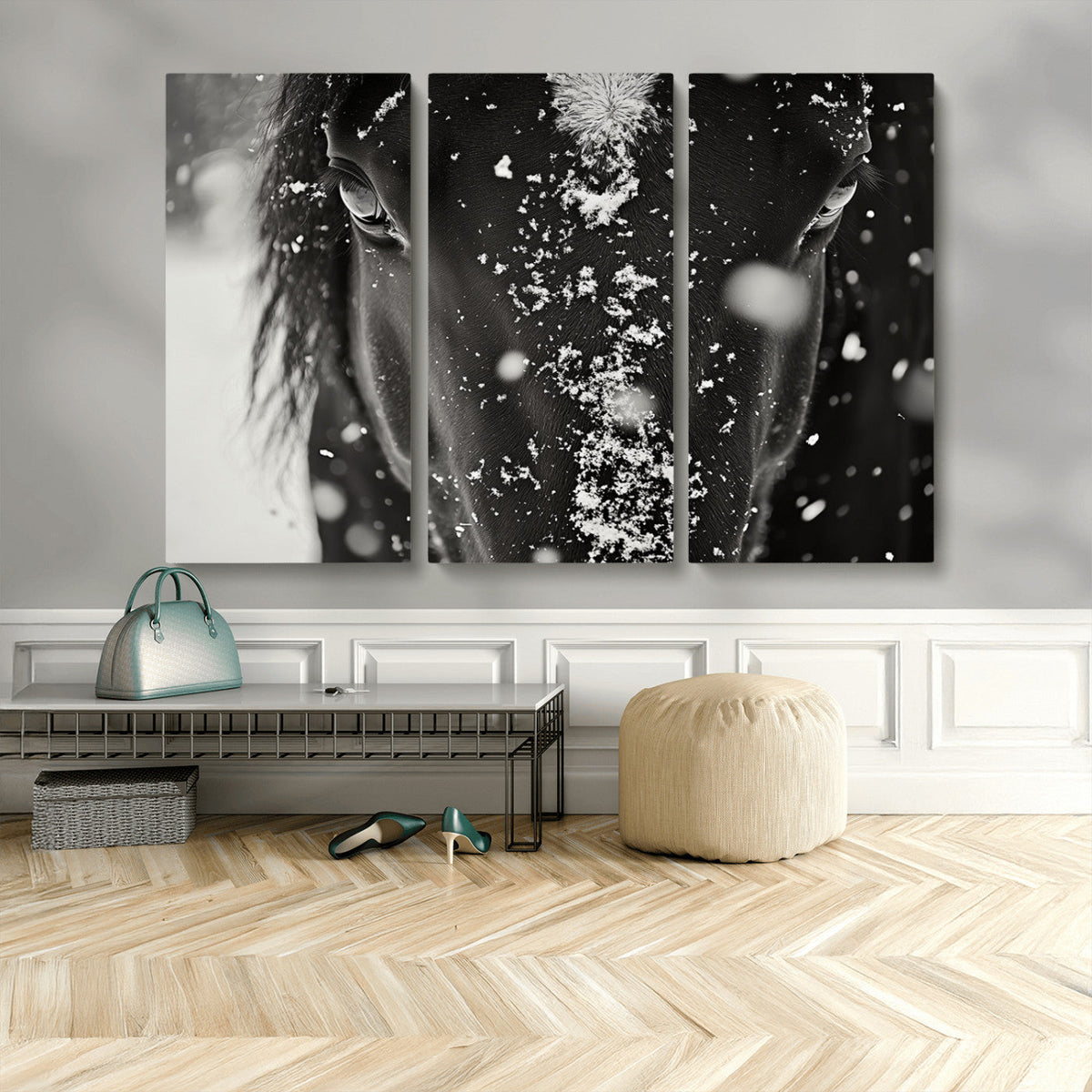 Winter Horse Snow Wall Art Canvas Print