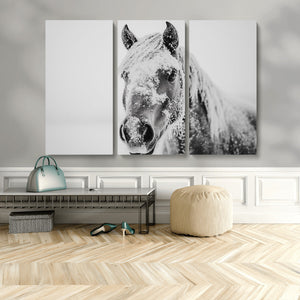 White Horse Wall Art | Ready to Hang and Framed | Winter