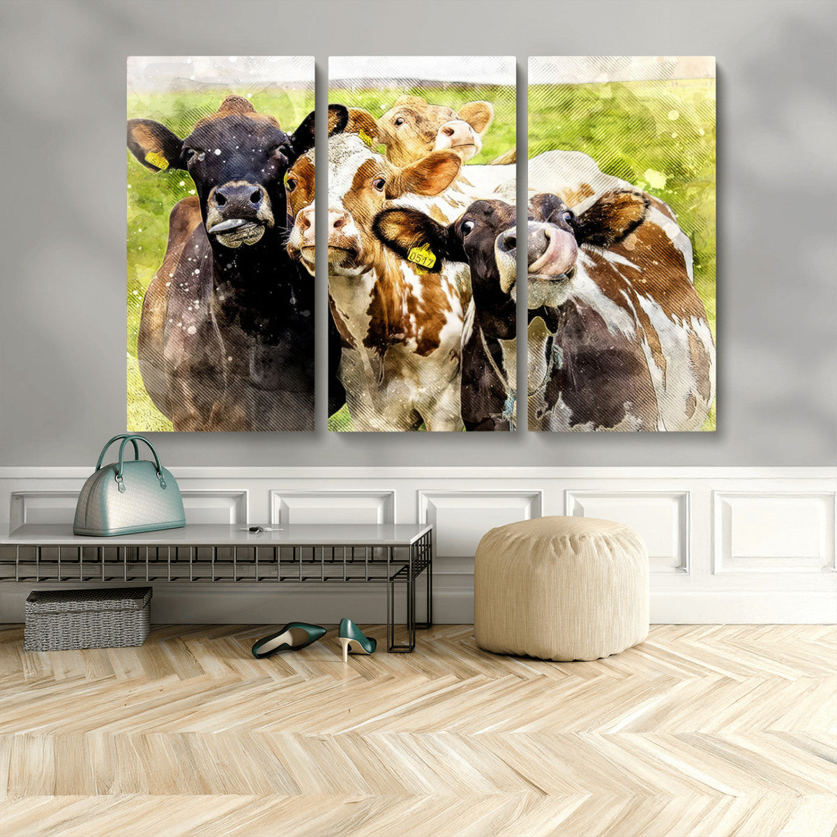 Curious Cows Farmhouse Wall Art | Ready to Hang and Framed