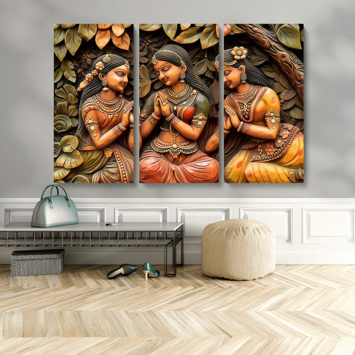 Indian Woman Statue Wall Art Canvas Print