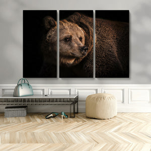 Wild Grizzly 399 Bear Canvas Wall Art Print, Bear Animal