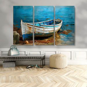 Vintage Boat on Tranquil Waters | Coastal Wall Art for