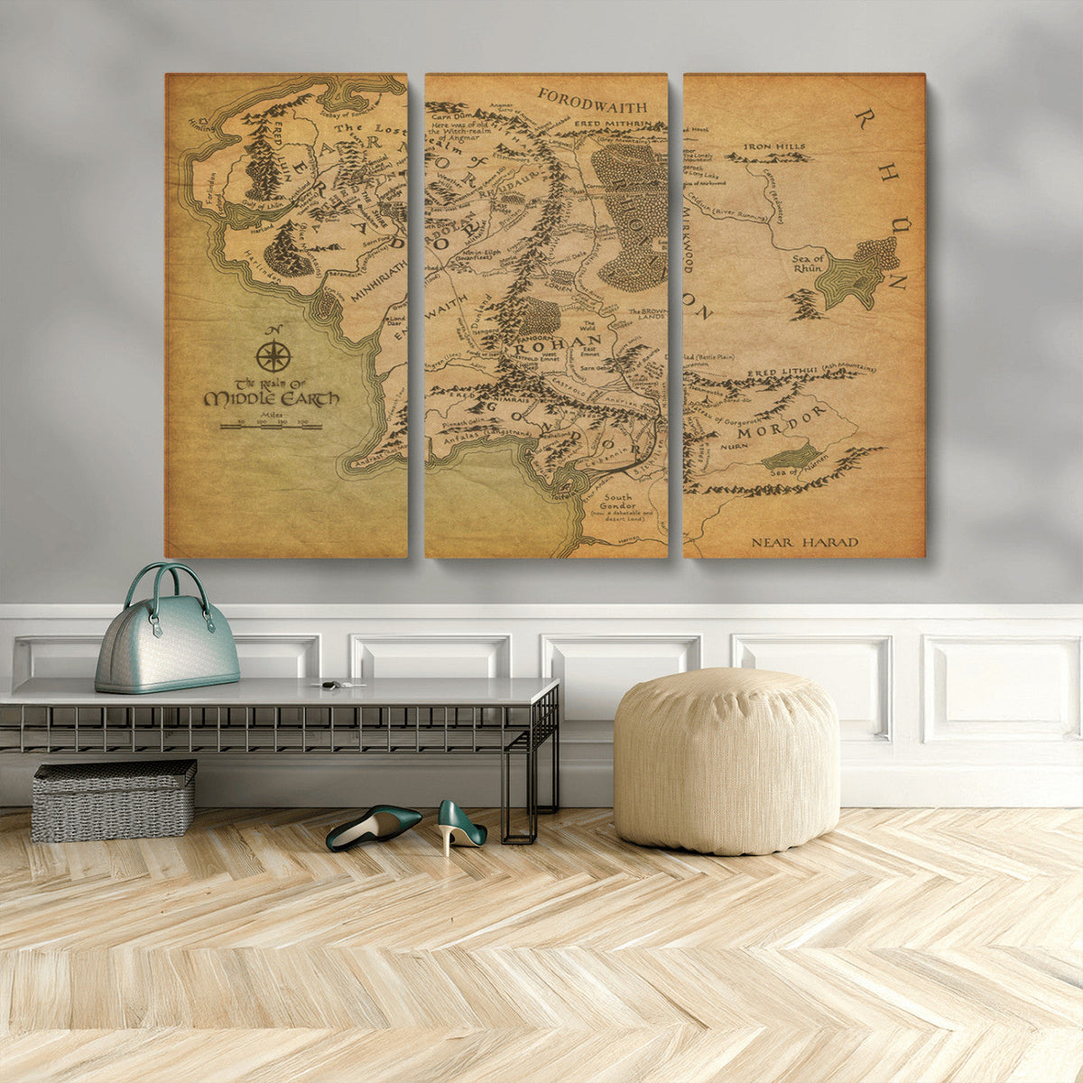 Middle Earth Map Canvas Wall Art – Vintage Fantasy Map