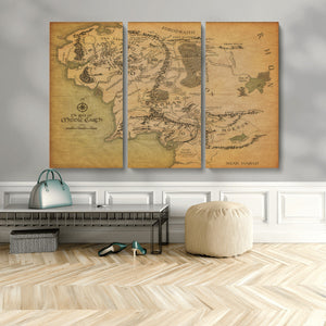 Middle Earth Map Canvas Wall Art – Vintage Fantasy Map