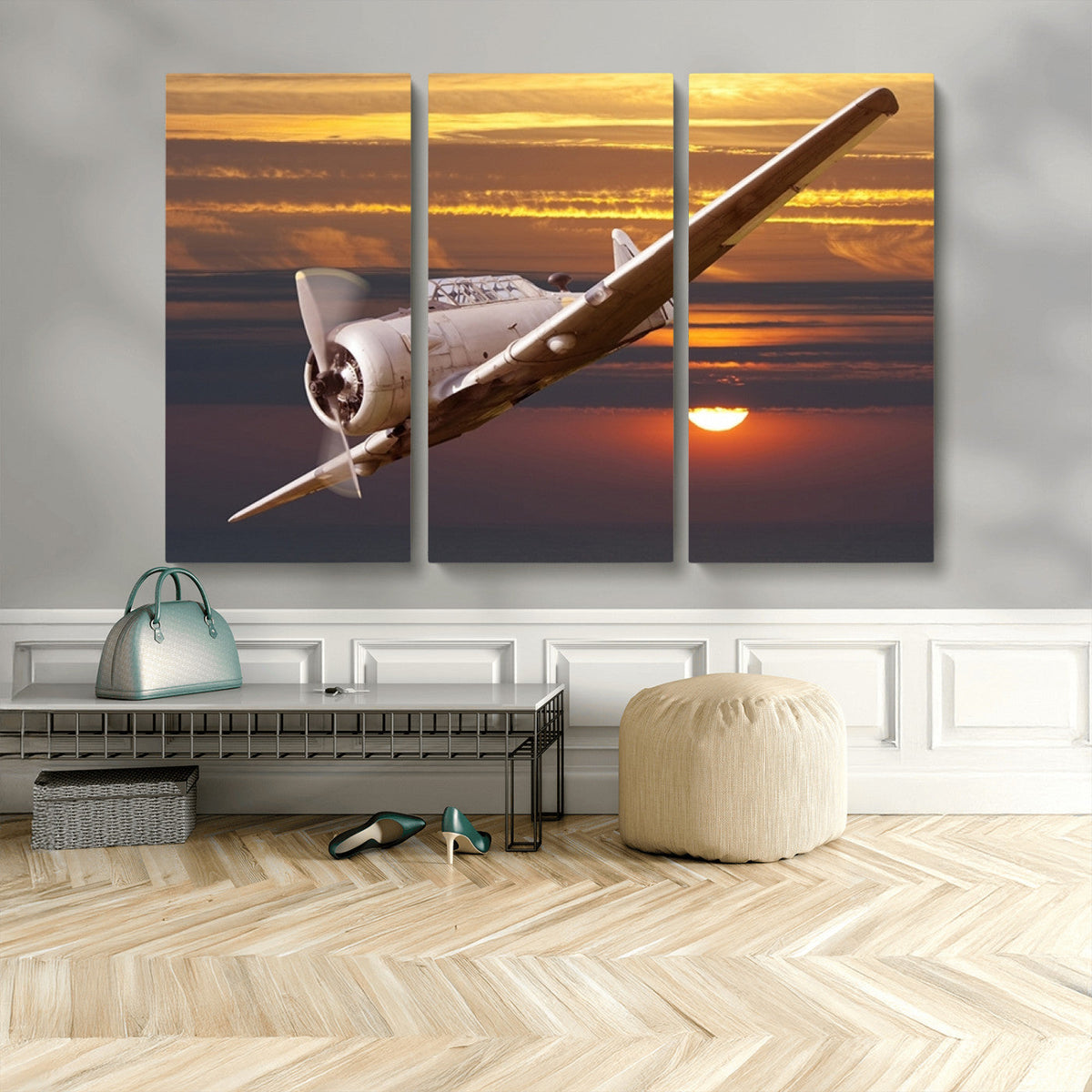 Old War Plane Wall Art Canvas Print