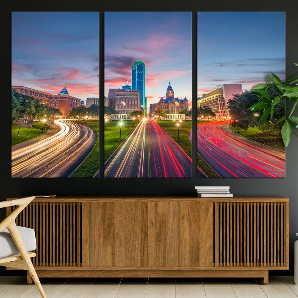 Dallas City Lights Large Wall Art Dallas Cityscape Canvas