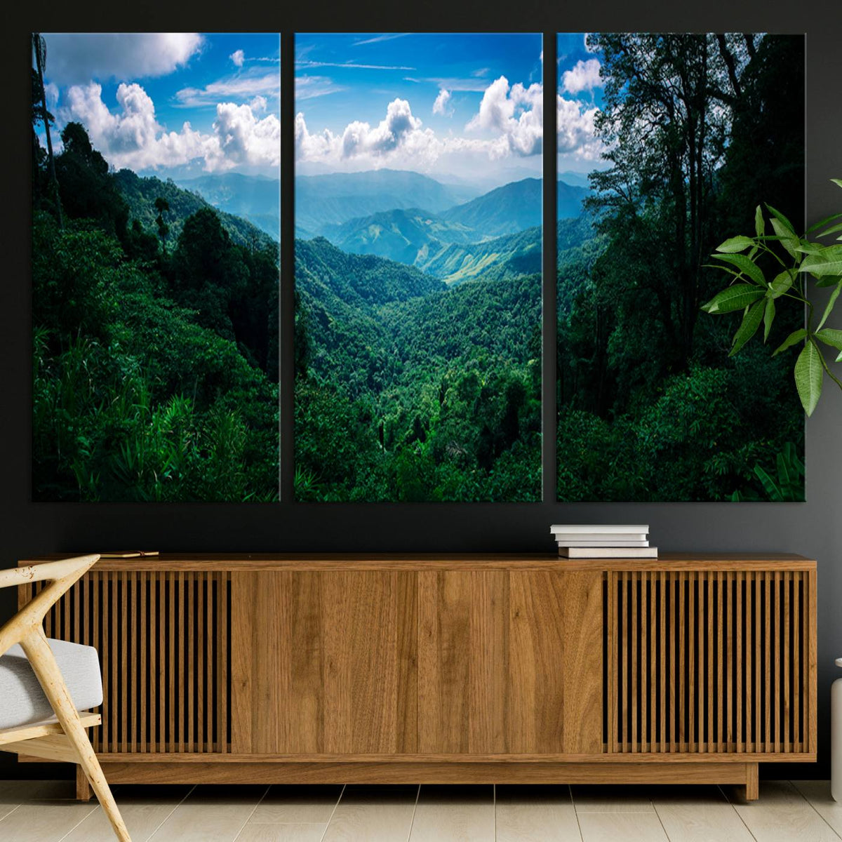Tropical Jungle Wall Art Canvas Print – Framed Lush Valley