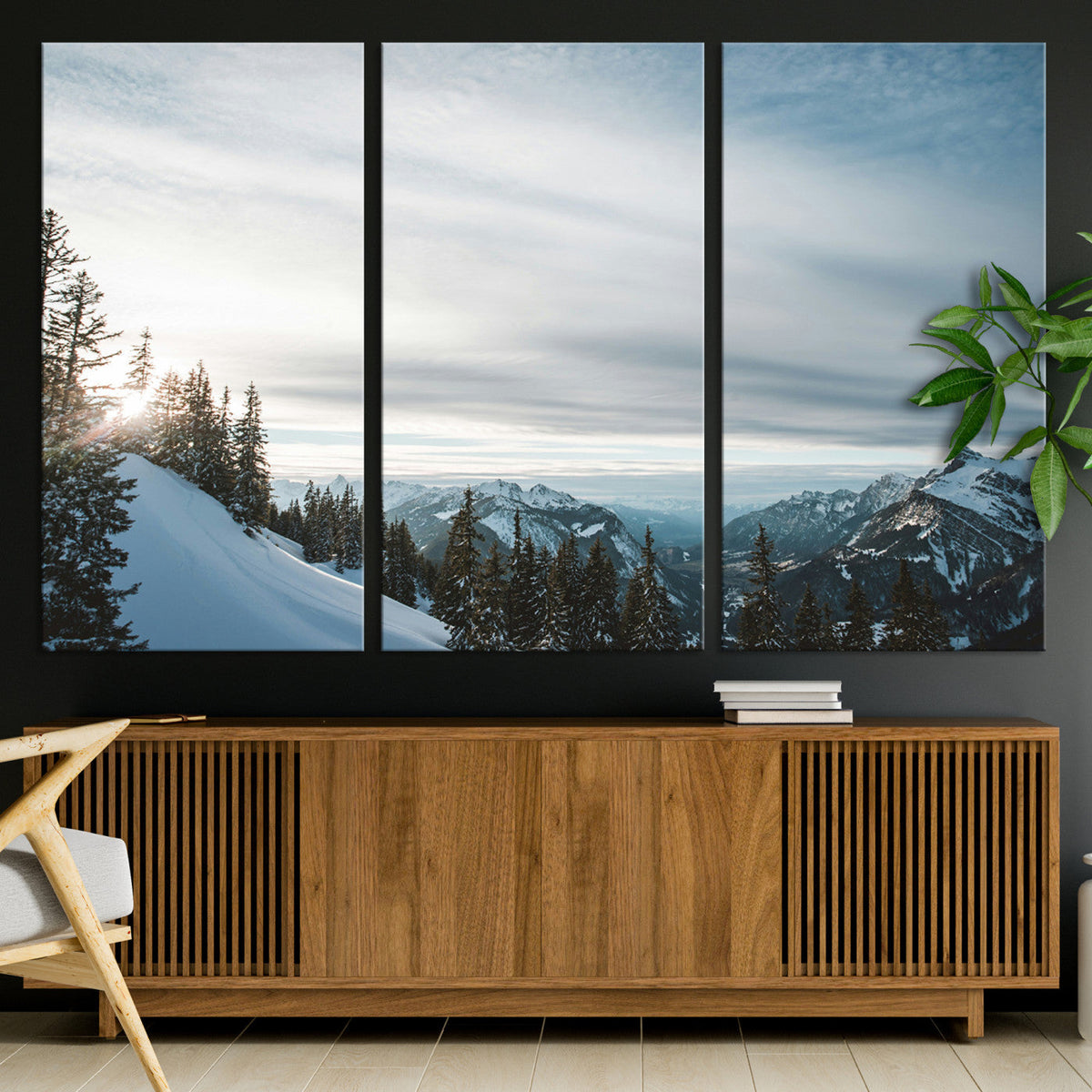 Snowy Mountain Wall Art Canvas Print – Frosty Peaks Alpine