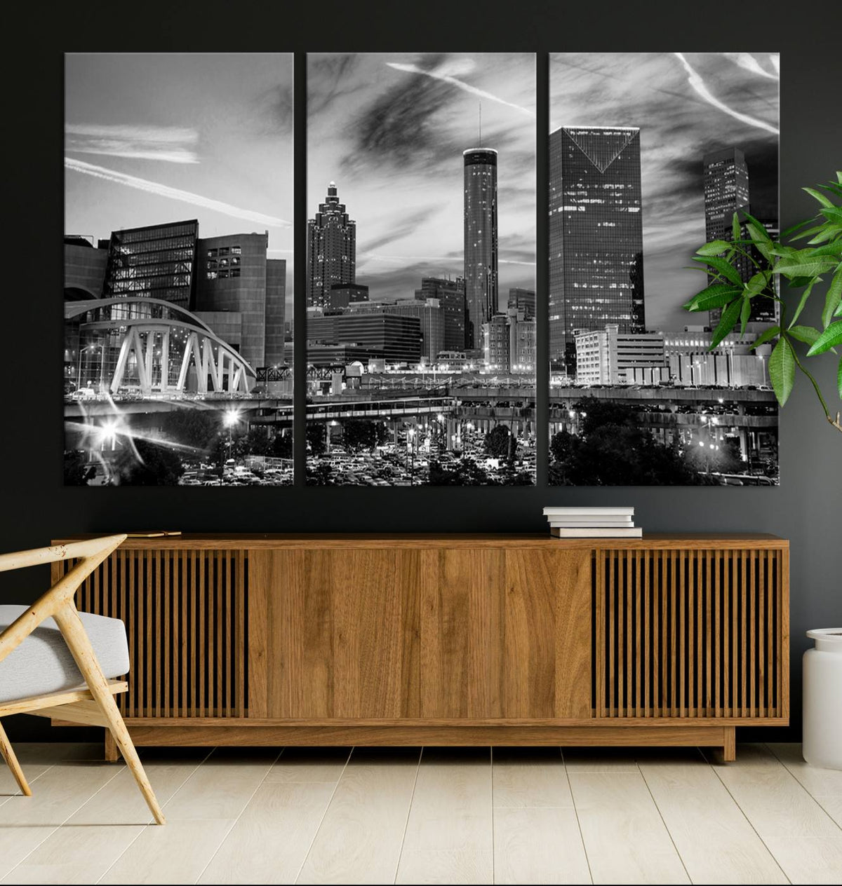 Black and White Atlanta Wall Art Canvas Print