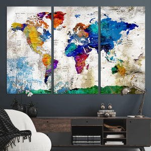 World Map Canvas Print – Framed Travel Map Wall Art for