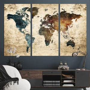 World Map Canvas Print – Detailed Map of the World Wall Art