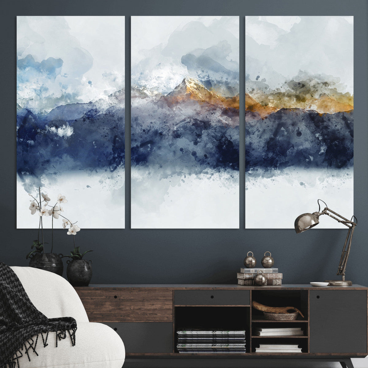 Abstract Mountain Range Art Canvas Print | 3 Panel