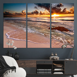 Sunset on Ocean Wall Art Canvas Print