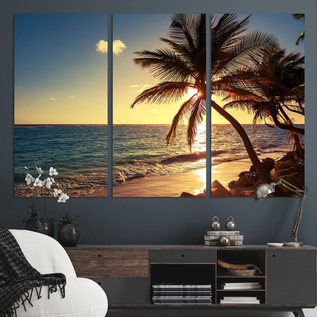 Sunset Palm Trees Wall Art Canvas Print