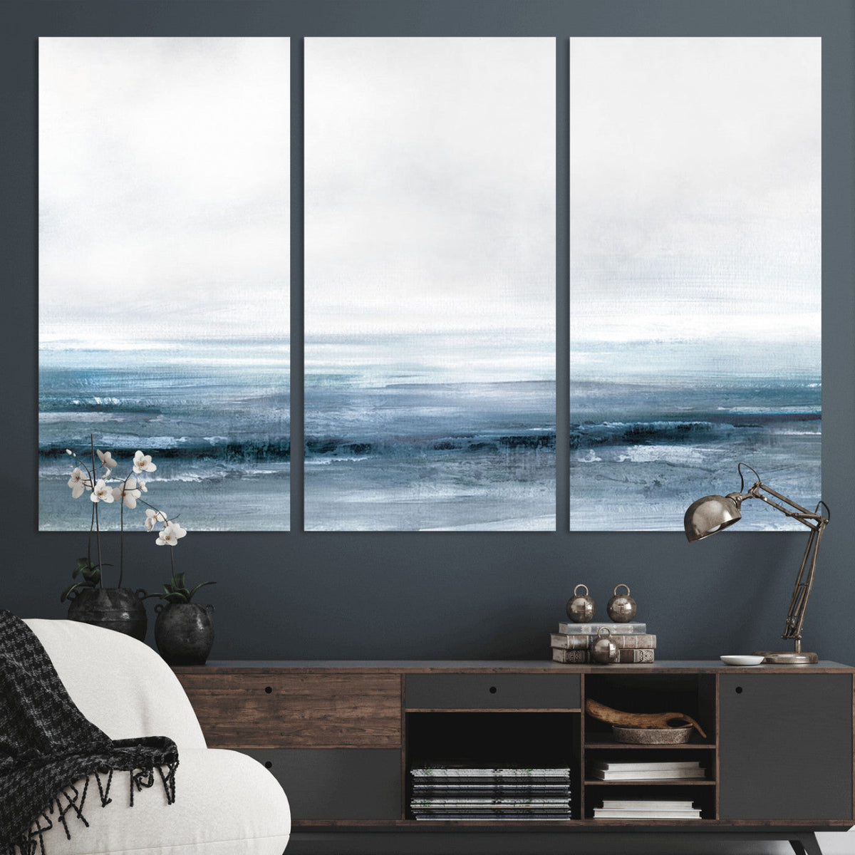 Blue Ocean Abstract Artwork Wall Art Canvas Print