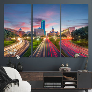Dallas City Lights Large Wall Art Dallas Cityscape Canvas