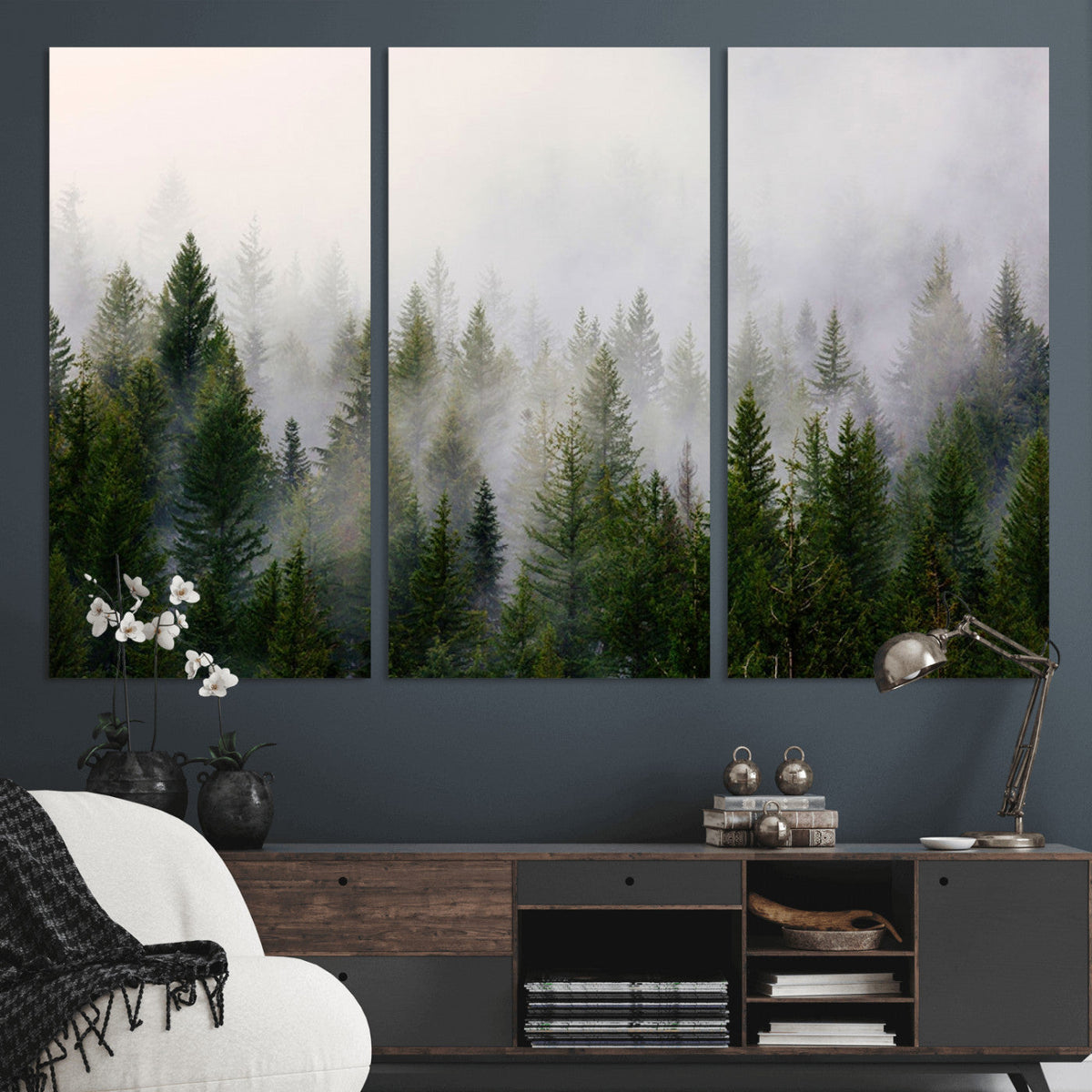 Forest Wall Art Canvas Print | Foggy Forest Wall Art | Pine