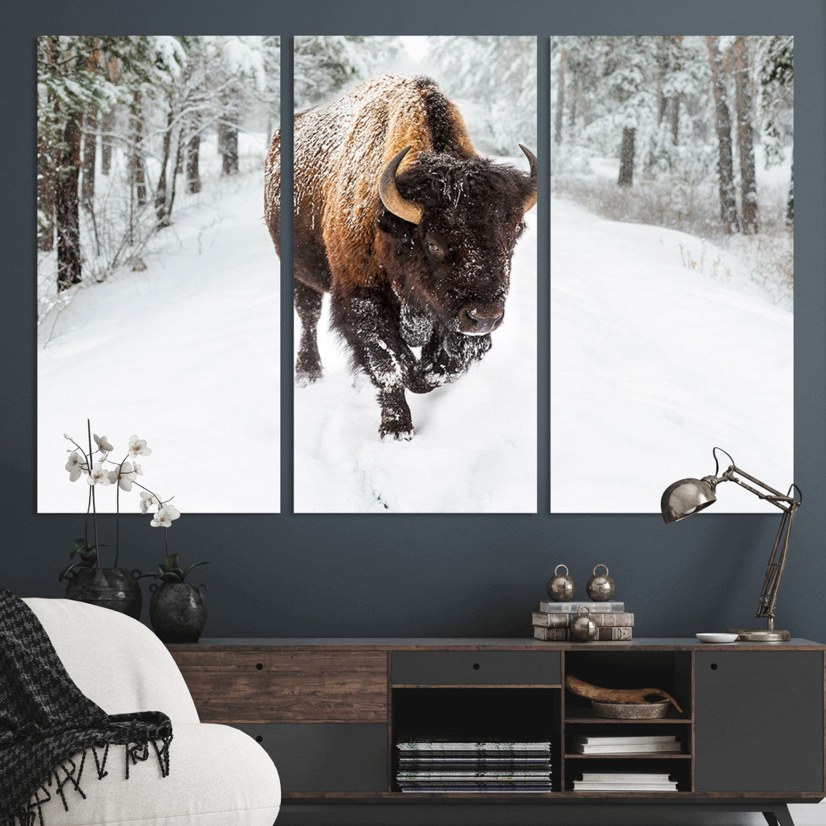 Bison Wall Art Canvas Print For Farmhouse, Animal Canvas