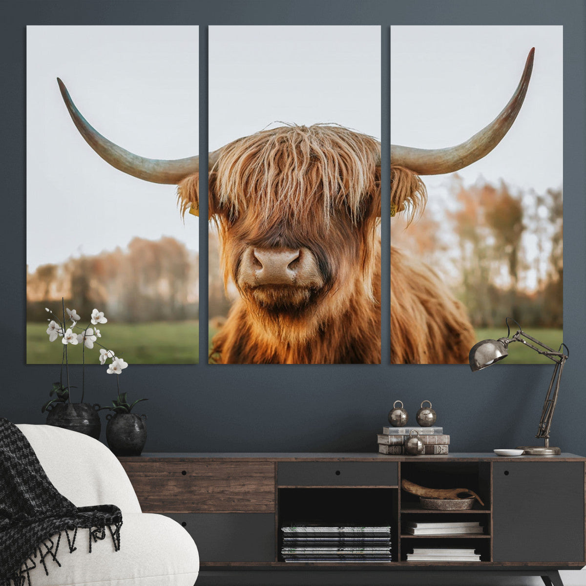 Highland Cow Animal Scottish Cattle Art Print Farmhouse Wall